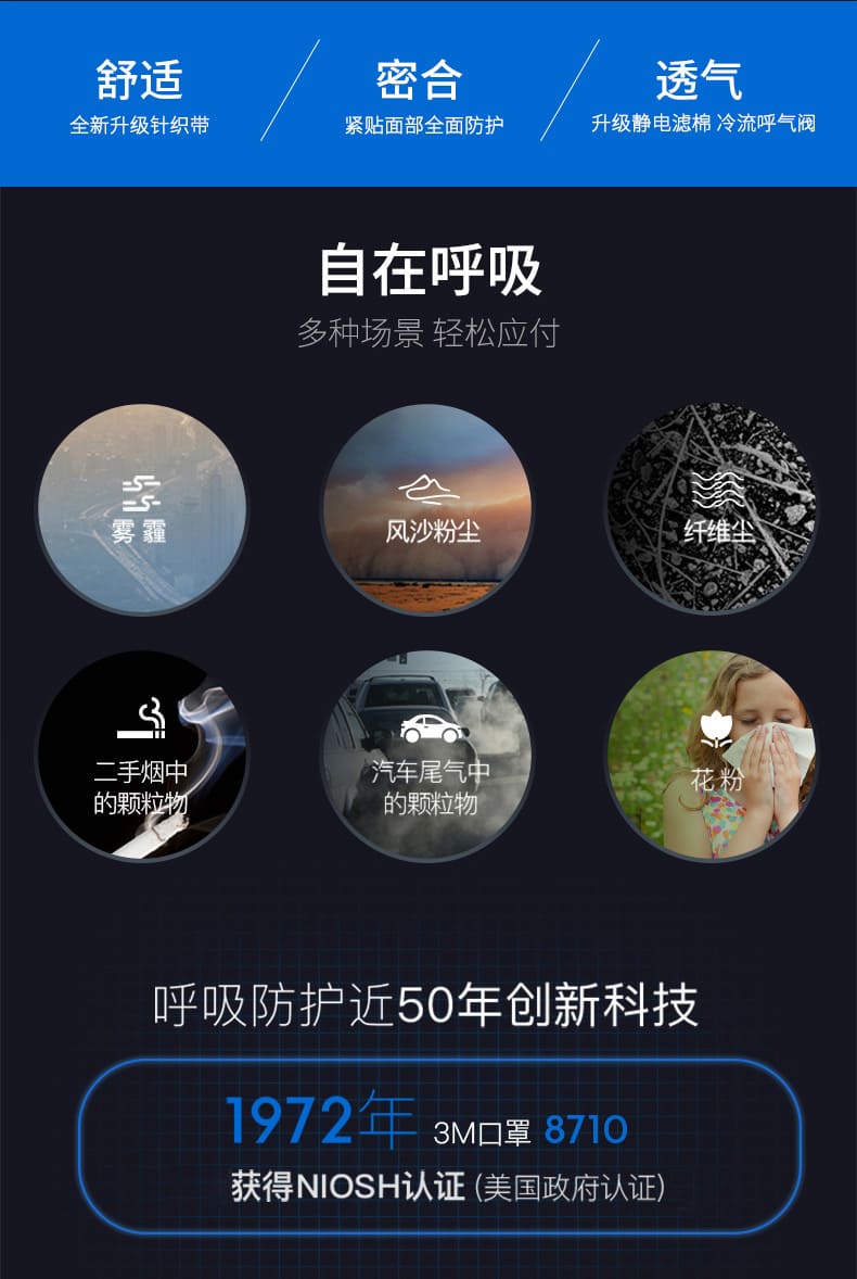 3M 9501V+ 防颗粒物口罩 （呼气阀、耳带式、中国KN95认证）